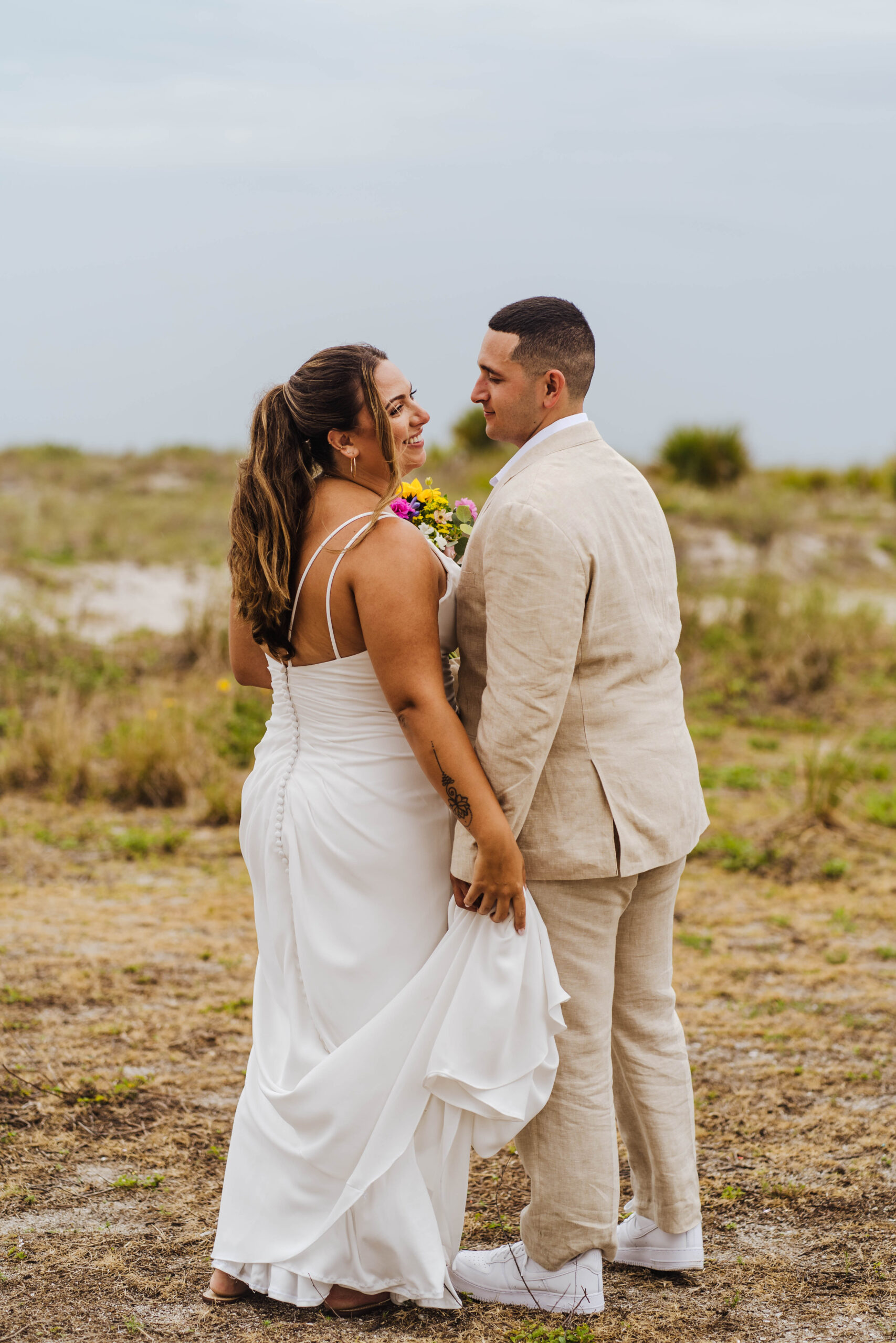 Bride and groom wedding portraits in Clearwater Beach
